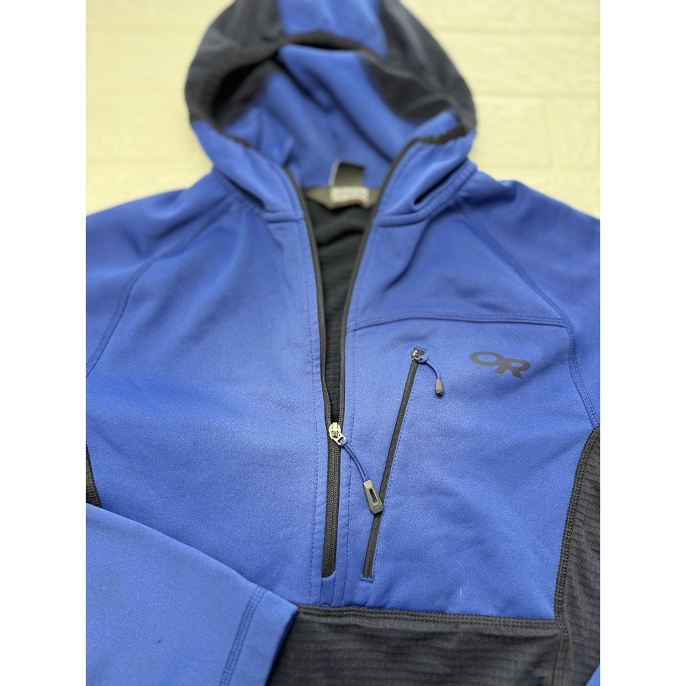 Outdoor Research Mens Vigor Grid Fleece Navy Blue 1/4 Zip Hoodie S